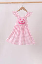 Pink Jack-O-Lantern Applique Ruffle Dress - Aaria Tees