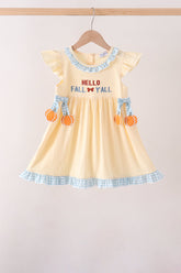 Hallo Fall Y'ALL Pumpkin Ruffle Dress - Aaria Tees