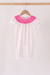 Pink bow pearl romper - Aaria Tees