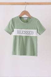Sage Blessed Smocked Top - Aaria Tees