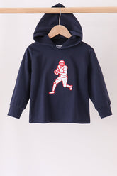 Navy Football Embroidery Hoodie - Aaria Tees
