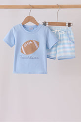 Blue Football Applique Shorts Set - Aaria Tees