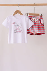 Red Alabama Roll Tide Embroidery Plaid Shorts Set - Aaria Tees