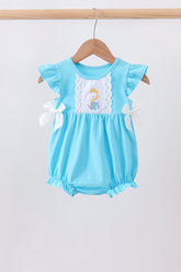 Blue character embroidery ruffle bubble - Aaria Tees