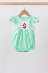 Green character embroidery ruffle bubble - Aaria Tees