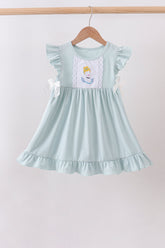 Light blue character embroidery ruffle dress - Aaria Tees