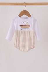 Khaki Puppy Fishing Embroidery Bubble - Aaria Tees