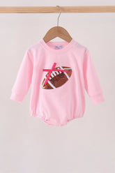 Pink football bow sequin bubble - Aaria Tees