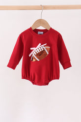 Maroon football bow sequin bubble - Aaria Tees