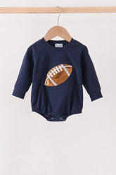 Navy football sequin bubble - Aaria Tees