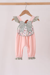 Pink pumpkin bow applique ruffle romper - Aaria Tees