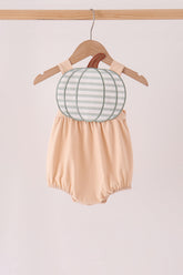 Khaki pumpkin applique bubble - Aaria Tees