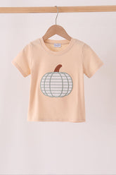 Khaki pumpkin applique top - Aaria Tees