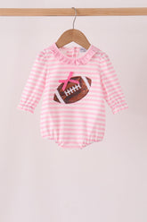 Pink football sequin stripe bubble - Aaria Tees