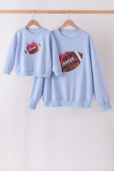 Blue football sequin mom&me top - Aaria Tees