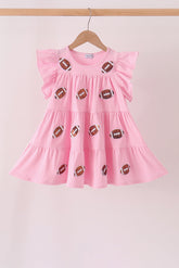Pink football sequin tiered dress - Aaria Tees