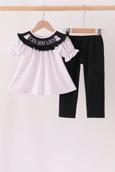 Black Ghost Embroidery Pants Set - Aaria Tees