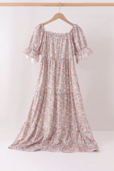 Floral print tiered mom dress - Aaria Tees