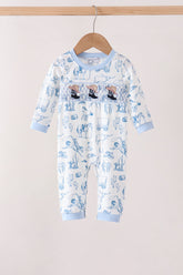 Blue Cowboy Smocked Romper - Aaria Tees