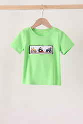 Green car embroidery top - Aaria Tees