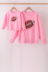 Pink football sequin mom&me top - Aaria Tees
