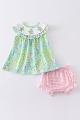 Green Turtle Embroidered Bloomer Set - Aaria Tees