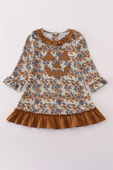 Halloween camouflage applique ruffle dress - Aaria Tees