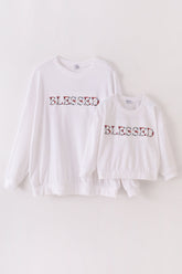 White velvet blessed embroidery mom&me sweatshirt - Aaria Tees