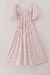 Pink floral print mom dress - Aaria Tees