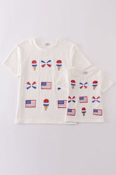 Flag bow ice-cream sequin mom&me top - Aaria Tees