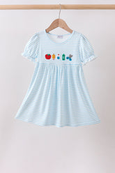 Blue School Apple French Knot Dress - Aaria Tees