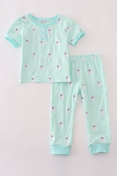 Green ghost embroidery pajamas set - Aaria Tees