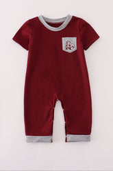 Maroon Mississippi embroidery romper - Aaria Tees
