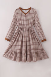 Brown plaid mom dress - Aaria Tees