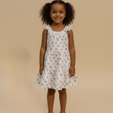 Organic Ruffle Tiered Dress - Blush Floral - Aaria Tees