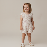 Organic Smocked Jumpsuit - Blush Floral - Aaria Tees