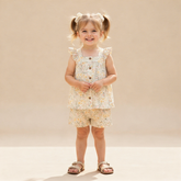 Organic Flutter Top & Shorts Set - Bloomfield - Aaria Tees