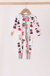 Grey character bamboo zipper romper - Aaria Tees