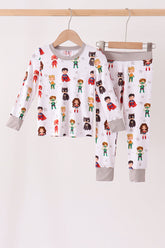 Grey character bamboo pajama set - Aaria Tees