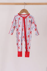 Blue santa claus bamboo zipper romper - Aaria Tees
