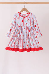Blue santa claus bamboo ruffle dress - Aaria Tees