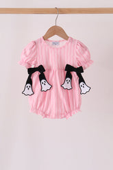Pink ghost applique stripe bubble - Aaria Tees