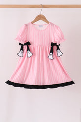 Pink ghost applique stripe dress - Aaria Tees