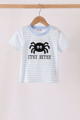 Blue stripe spider embroidery top - Aaria Tees