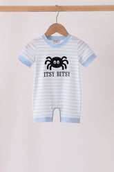 Blue stripe spider embroidery romper - Aaria Tees