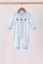 Blue turkey embroidery stripe romper - Aaria Tees