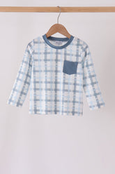 Blue plaid pocket top - Aaria Tees