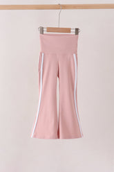 Pink Flare Double Side Stripe Active Pants - Aaria Tees