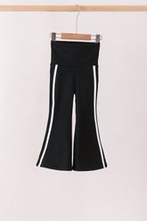 Black Flare Double Side Stripe Active Pants - Aaria Tees