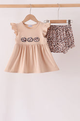 Leopard pumpkin applique bloomer set - Aaria Tees